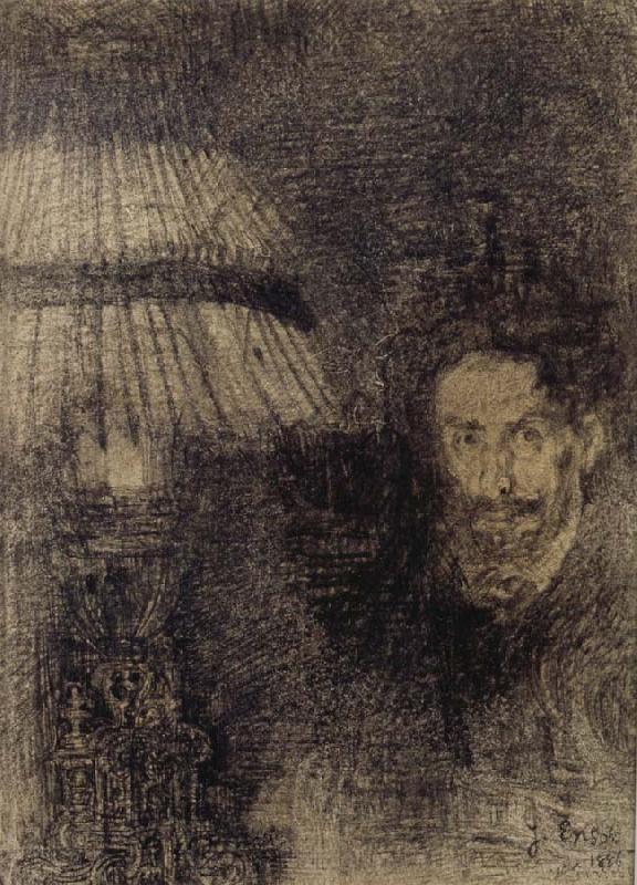 James Ensor Self-Portrait by Lamplight or In the Shadow Sweden oil painting art